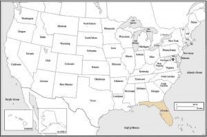 アメリカの地図　フロリダ州